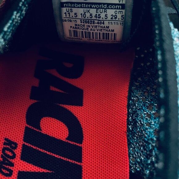 Nike Flyknit Racer Neo Turquoise 526628-404 Mens 11.5 US 45.5 EUR 10.5 UK NICE - Picture 8 of 13